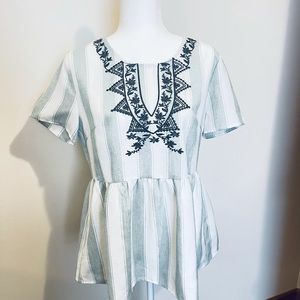 M bohemian striped peplum top